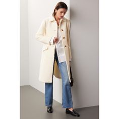 Off-white faux shearling (66% Wool, 34% Polyester). Coat. Long sleeves. Collar. Front button closure. 41" from shoulder to hemline. Imported. Rent The Runway, Closet Designs, Shearling Coat, Long Sleeves, Off White, Wool, Collar, Long Sleeve, Fashion Design