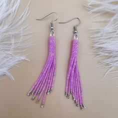 Seed Bead Fringe Earrings Tassel Earrings Lightweight Earrings Bridesmaid Earrings Purple Earrings Orchid Earrings Gift for Women - Etsy Seed Bead Fringe Earrings, Bead Fringe Earrings, Earrings Tassel, Orchid Earrings, Bead Fringe, Boho Fringe, Earrings Purple, Earrings Bridesmaid, Purple Earrings