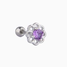 💜Eunomia Purple Stud - OhmoJewelry Ear Style, 365 Days, Layered Look, Flower Shape, A Flower, Ear Piercings, Piercings, Stainless Steel, Gemstones