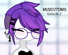 a cartoon girl with purple hair and glasses