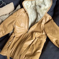 This Coat Is In Excellent Condition, And Is Very Heavy. Wilsons Leather Jacket, Leather Jackets, Leather Coat, Gold Yellow, Faux Fur, Jackets & Coats, Jackets For Women, Leather Jacket, Yellow