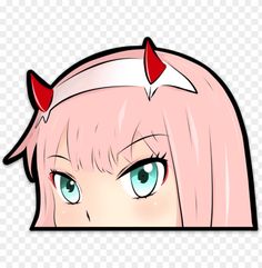 Zero Two Stickers Aesthetic, Anime Peeking Sticker, Anime Peeking, Stickers Png, Zero Two, Photo Collage Template, Collage Template