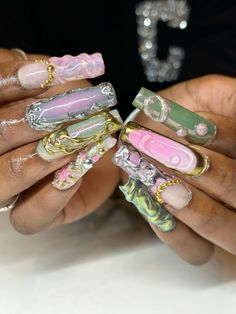 Y2k Baddie Nails, Princess Nails Acrylic, Princess Pink Nails, Biab Nail Art, Biab Nail, Customized Nails, White Tip Acrylic Nails, 3d Acrylic Nails, Y2k Baddie