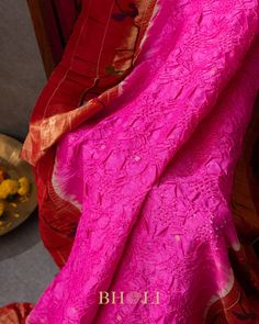 Add a touch of quirky elegance to your wardrobe with our Handtied bandhini Authentic Pure Silk handwoven mor-tota Yeola Paithani in rani pink. Made from luxurious silk, this bandhini piece is sure to make a statement with its playful color and traditional handwoven design. Perfect for any special occasion. (Limited quantities available!) Pink Slub Silk Lehenga For Festivals, Pink Slub Silk Lehenga With Cutdana, Festive Pink Tussar Silk Lehenga, Pink Slub Silk Lehenga With Zari Work, Pink Slub Silk Lehenga For Diwali, Pink Slub Silk Dupatta For Puja, Pink Tussar Silk Lehenga For Navratri, Pink Slub Silk Dupatta With Self Design, Chikankari Embroidered Slub Silk Dupatta For Puja