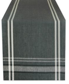 a gray and white plaid table runner