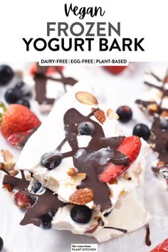 vegan frozen yogurt bark with berries and nuts