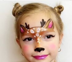 Quick Face Painting Ideas For Kids, Deer Face Paint, Dinosaur Face Painting, Easy Face Painting Designs, Obličejové Masky, Bodysuit Tattoos, Animal Face Paintings, Festival Face Paint, Christmas Face Painting