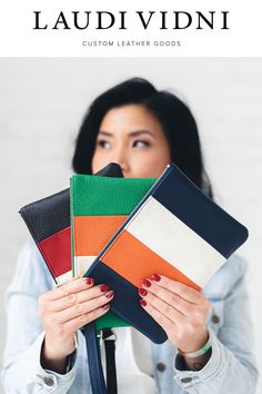 This leather wristlet wallet from Laudi Vidni is perfect for making a statement to any outfit. The luxurious leather and vibrant colors make it stand out from the crowd, while the timeless design ensures that you can take everything you need wherever you go. Shop your forever wristlet in leather today! Handmade Fabric Bags, Ladies Clutch, Fabric Bags, Wristlet Wallet