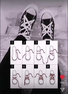 an image of someone's feet with different shoes