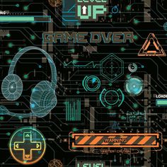 an image of a game over poster with headphones on it's back cover