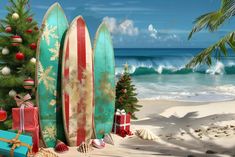 Christmas In July Beach Photography Backdrop GBSX-99694 - Gatsby Backdrop Beach Photo Backdrop, Summer Photo Backdrop, Christmas Backdrops For Photos, Christmas Picture Backdrop, Photo Booth Christmas, Pink Flamingo Christmas, Background For Photoshoot, Summer Backdrop, Photo Setting