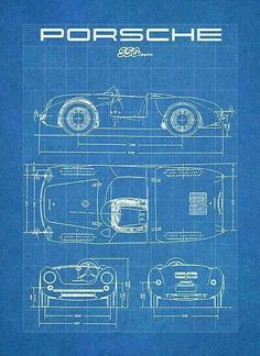 a blueprint drawing of a porsche type car