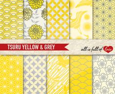 yellow and grey digital paper pack