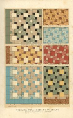 an old book with four different types of tiles on it's cover, including squares and rectangles