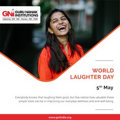 a woman laughing with the caption world laughter day 5 th may