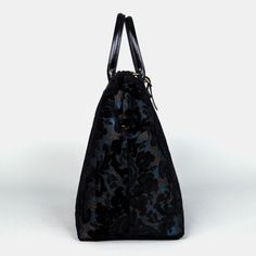 Burnout Velvet Black Mary Poppins Weekender Carpetbag of America Black Rectangular Velvet Bags, Black Velvet Rectangular Bag, Black Velvet Rectangular Bags, Luxury Velvet Rectangular Shoulder Bag, Elegant Black Velvet Bag, Elegant Black Velvet Bags, Luxury Evening Satchel With Rolled Handles, Luxury Velvet Shoulder Bag For Formal Occasions, Traditional Carpet