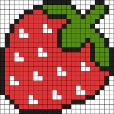 a cross stitch pattern with an image of a red and green apple on it's side