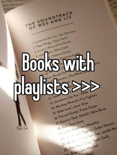 an open book with the words books with playlists > > > > on it