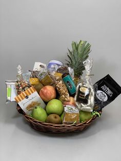 a basket filled with lots of different types of food