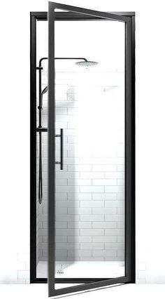 Black Frame Shower Doors | Gridscape GS3 | Modern | Clear Glass | Coastal Shower Doors Gridscape Shower Door, Coastal Shower Doors, Black Shower Doors, Custom Shower Doors, Framed Shower Door, Rustic Glam, Rustic Shabby Chic, Custom Shower, Residential Interior Design