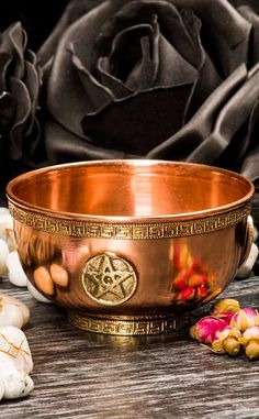 Pentacle Copper Altar Bowl-TB-Tragic Beautiful Flowers And Crystals, Offering Bowls, Witchcraft Supplies, Burning Incense, Copper Bowl, Incense Sticks, Incense, Ritual, Herbs