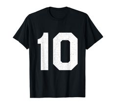 PRICES MAY VARY. Number ten in big, bold lettering. Great for sporting events, groups, teams, uniforms, birthday, or favorite lucky number. A top idea for teams and players of baseball, football, soccer, basketball, volleyball and hockey Lightweight, Classic fit, Double-needle sleeve and bottom hem Jersey Uniform, Number 9, Number 10, T Shirt Image, Lucky Number, Athletic Sports, Basketball Jersey, Football Soccer, Sport Event