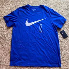 New With Tags! Nike Blue Casual Shirt, Nike Casual Blue Shirt, Casual Blue Nike Shirt, Nike Blue Crew Neck Shirt, Nike Blue Shirt For Summer, Casual Blue Nike T-shirt, Casual Blue Nike Tops, Nike Blue T-shirt For Spring, Casual Blue Sports Shirt