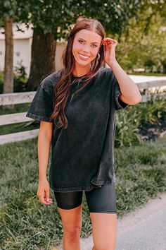 - This is the perfect oversized tee for your collection of closet essentials! - Unlined 100% cotton material - A crew cut neckline - Short, loose sleeves - An oversized silhouette that ends in a straight hemline Trendy Washed Black T-shirt, Oversized Soft-washed Black T-shirt, Oversized Washed Black Basic T-shirt, Oversized Washed Black Top, Washed Black T-shirt For Spring, Relaxed Fit Black Soft-washed T-shirt, Black Relaxed Fit Soft-washed T-shirt, Black Soft-washed Relaxed Fit T-shirt, Trendy Washed Black Top