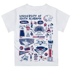 Let your kiddo look cool in his new Vive La Fete Impressions hand sketched artwork boys tee shirt. Let him play, go to the game, and cheer loudly and proudly with his South Alabama Jaguars gear by Vive La Fete.Celebrate and cheer on game day with our classic design South Alabama Jaguars Short Overstitched Crew Neck Sleeve Top. Officially Licensed product sold by Vive La Fete.This awesome graphics, fun and game day crew neck t-shirt features officially licensed South Alabama Jaguars colors and gr Red Graphic Print Casual T-shirt, Red Graphic Print T-shirt For Playtime, South Alabama, Hand Sketch, Boy Tees, Red Shorts, Tee Design, Look Cool, Favorite Team