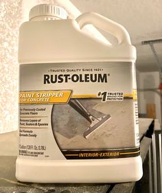 a bottle of rust - oleum sitting on top of a counter