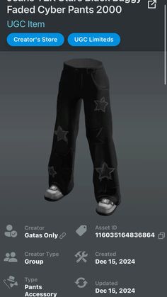 an image of some black pants with stars on them