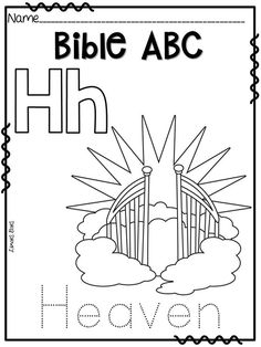 a coloring page with the words bible abc and heaven