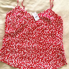 Nwt J Crew Factory Scalloped Camisole In Raspberry And White Floral Print. Size 4. Second Photo Is Same Style. Color Is Most Accurate In Last Photo. Spring Vacation Red Camisole, Casual Red Camisole For Spring, Same Style, J Crew Factory, Raspberry, J Crew, Floral Print, Floral Prints, Size 4