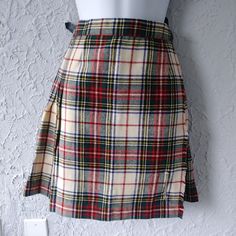 Child's  Kilt -  Children's size 10  - vintage sizing, please see measurements -  made in England for Sak's Fifth Avenue -  wool, pleated, kilt pin  -  buckles both sides of waist -  good vintage condition Measurements (laying flat):  waist  11.5 inches length  18.5 inches Scottish Style Fitted Skirt For School, Scottish Fitted Skirt For School, Fitted Scottish Skirt For School, Vintage Plaid Skirt For School, Kilt Pin, Green Yellow Blue, Skirts For Kids, Red Green Yellow, Kilt