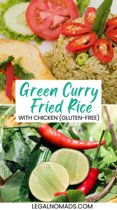 Green Curry Fried Rice With Chicken (Gluten-Free) Thai Green Curry Recipe Chicken, Dinner Recipes Asian, Fried Rice Thai, Easy Thai Green Curry, Recipe Fried Rice, Thai Green Curry Recipe, Curry Fried Rice, Green Curry Recipes, Green Curry Chicken