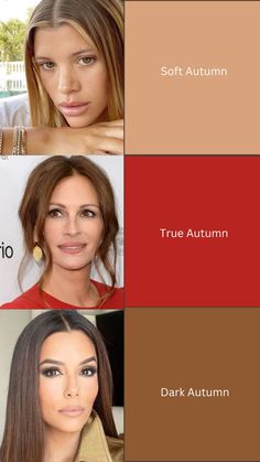 Soft Autumn Color Palette Celebrities, Warm Autumn Color Palette Hair, Terracotta Hair Color, Colour Analysis Autumn, Deep Autumn Hair Color Ideas, Warm Autumn Makeup, Warm Autumn Hair Color, Deep Autumn Hair Color, Soft Autumn Hair Color