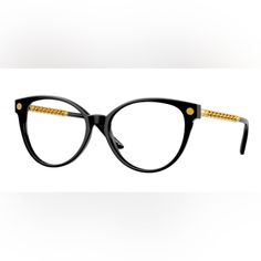 New Women’s Versace Mod 3353 Color Gb1 Black/Gold Comes With Original Demo Lenses Without Tag But New Comes With Original Case And Cloth. Versace Eyeglasses, Versace Accessories, Glasses Accessories, New Woman, Versace, Lenses, Women Accessories, Gold, Women Shopping