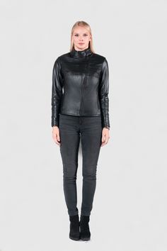 MODEL SIZE S/MHeight 1,78 CM / Weight 60 KG BREAST 85 CM / WAIST 65 CM/ BOTTOM 96 CM Description If you are a fan of black, then this unique Julia women leather jacket is going to mesmerize you. Asymmetric front and design on the sleeves and bottom are what you'll like the most. - Genuine leather soft nappa - Lining : %100 Acetate Lining - Fitting Perfect - YKK Zipper And Accesories - Inside pockets - Color options available Please contact via email for color and minor customization * Sleek Fitted Biker Jacket With Long Sleeves, Fitted Black Leather Jacket With Long Sleeves, Black Fitted Leather Jacket With Long Sleeves, Sleek Fitted Leather Jacket For Winter, Fitted Black Leather Biker Jacket, Fitted Sleek Biker Jacket For Winter, Sleek Fitted Biker Jacket For Winter, Fitted Black Leather Jacket, Ykk Zipper