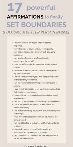 Boundaries play a vital role in maintaining healthy relationships and can lead to a more fulfilling life. They involve establishing rules and limits with others, effectively expressing personal needs and expectations. With healthy boundaries, individuals can avoid being taken advantage of, reduce chronic stress, and foster relationships built on respect and understanding. List Of Affirmations, Boundaries Quotes, Aura Quotes, Relationship Boundaries, Setting Healthy Boundaries, Inner Work, Mindfulness For Kids, Set Boundaries, Powerful Affirmations