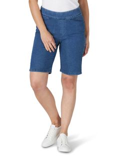 PRICES MAY VARY. Stretch denim Comfortable flat elastic waist Slash front pocket Pull On Bermuda Short; Leaner Leg Opening 10 inch inseam Shade Clothing, Womens Summer Shorts, Dressy Shorts, Ripped Denim Shorts, Bermuda Short, Hot Shorts, Women Cargos, Ripped Denim, Chic Woman