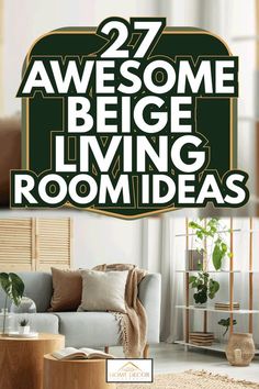 the living room is decorated in green and white with text overlay that reads, 27 awesome