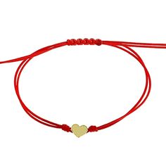 Add a touch of sophistication to your everyday wear with our 18K Solid Yellow Gold Heart Red Macramé Adjustable Bracelet. hypoallergenic,adjusted up to 8 inches Heart Red, Id Bracelets, Gold Heart, Bracelets And Charms, Heart Of Gold, Jewelry Gift Box, Adjustable Bracelet, Solid Yellow, Heart Charm