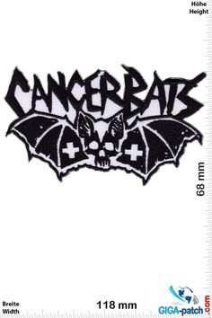 an embroidered patch with the words cancerbats on it and a bat in the middle