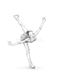 a drawing of a ballerina in the air with her arms outstretched and legs spread out