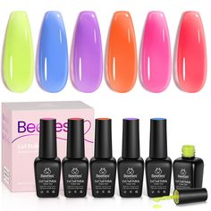 PRICES MAY VARY. Beetles Jelly Tint Neon Gel Nail Polish: We put together the top 6 Nail Polish Colors trendiest new colors gel nail polish for the year! We studied the upcoming color trends closely so you could display a colorful, stylish, modern manicure every time for holidays! This translucent color gel is perfect for the nail lover with different skins，and they can be used to make various nail styles, such as french nails and swirl nails Easy Application and Good Tenacity: Beetles gel polis Yellow Gel Polish, Purple Gel Nails, Jelly Tint, Trendy Nail Polish, Modern Nail Art, Mom Beauty, For Mom