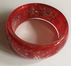 vintage red plastic bangle with glittery silver inclusion Shipped free with any other item inside the UK   and a small additional charge for each subsequent item elsewhere. Decoupage Bangle Disney, Red Round Bangle For Party, Vintage Red Round Bangle, Tea Pots Art, Red Bangles, Star Bangle, Plastic Bangles, Winter Inspo, Punk Vintage