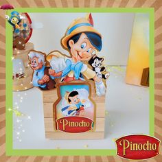 a wooden box with an image of snow white and the seven dwarfs on it