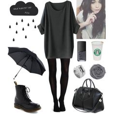 Witchy Rainy Day Outfit, Journalist Style Outfits, Goth Outfits Comfy, Minimalist Witch Outfit, Hipster Goth Outfits, Stormy Day Outfit, Rainy Day Goth Outfit, Edgy All Black Outfit, Grey And Black Outfits