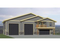 this is an artist's rendering of a two - story house with garages