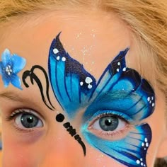 Blue Butterfly Face Paint, Easy Butterfly Face Paint, Face Painting Butterfly Easy, Kids Halloween Face, Face Painting Halloween Kids, Face Painting Tips, Butterfly Face, Face Paint Makeup